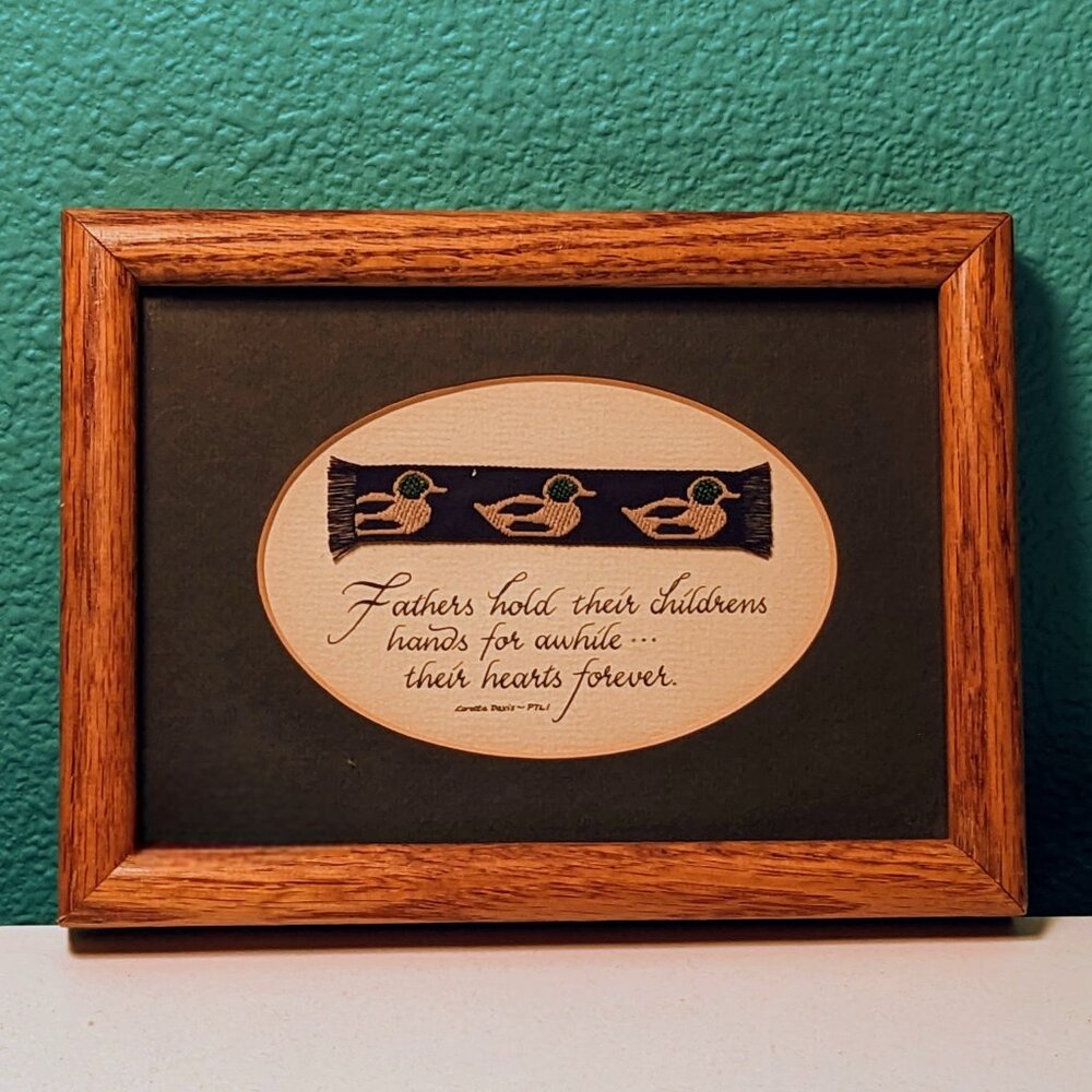 Vintage Handcrafted Ducks & Calligraphy Father Quote Preowned